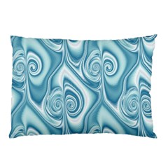 Abstract Blue White Spirals Swirls Pillow Case by SpinnyChairDesigns