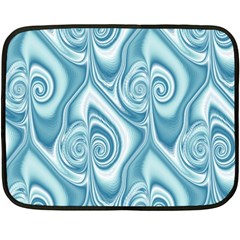 Abstract Blue White Spirals Swirls Double Sided Fleece Blanket (mini)  by SpinnyChairDesigns