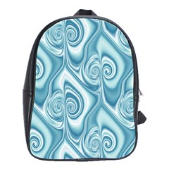 Abstract Blue White Spirals Swirls School Bag (large) by SpinnyChairDesigns