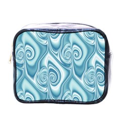 Abstract Blue White Spirals Swirls Mini Toiletries Bag (one Side) by SpinnyChairDesigns