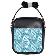 Abstract Blue White Spirals Swirls Girls Sling Bag by SpinnyChairDesigns