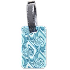 Abstract Blue White Spirals Swirls Luggage Tag (two Sides) by SpinnyChairDesigns