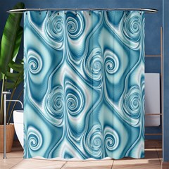 Abstract Blue White Spirals Swirls Shower Curtain 60  X 72  (medium)  by SpinnyChairDesigns