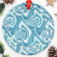 Abstract Blue White Spirals Swirls Ornament (round Filigree) by SpinnyChairDesigns