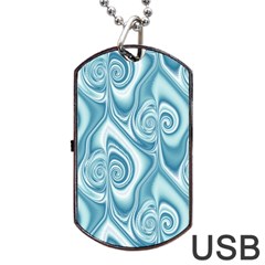 Abstract Blue White Spirals Swirls Dog Tag Usb Flash (two Sides) by SpinnyChairDesigns