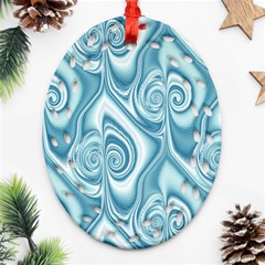 Abstract Blue White Spirals Swirls Ornament (oval Filigree) by SpinnyChairDesigns