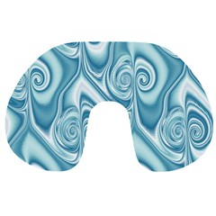 Abstract Blue White Spirals Swirls Travel Neck Pillow by SpinnyChairDesigns