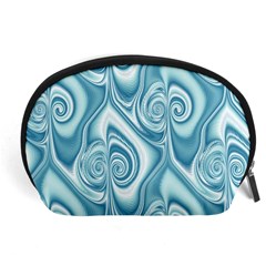 Abstract Blue White Spirals Swirls Accessory Pouch (large) by SpinnyChairDesigns