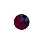 Burgundy Black Blue Abstract Check Pattern 1  Mini Buttons Front