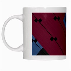 Burgundy Black Blue Abstract Check Pattern White Mugs by SpinnyChairDesigns