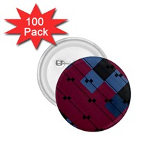 Burgundy Black Blue Abstract Check Pattern 1 75  Buttons (100 Pack)  by SpinnyChairDesigns