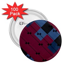 Burgundy Black Blue Abstract Check Pattern 2 25  Buttons (100 Pack)  by SpinnyChairDesigns