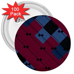 Burgundy Black Blue Abstract Check Pattern 3  Buttons (100 Pack)  by SpinnyChairDesigns