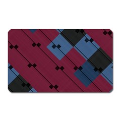 Burgundy Black Blue Abstract Check Pattern Magnet (rectangular) by SpinnyChairDesigns