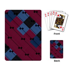 Burgundy Black Blue Abstract Check Pattern Playing Cards Single Design (rectangle) by SpinnyChairDesigns