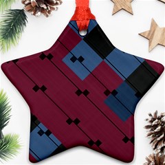 Burgundy Black Blue Abstract Check Pattern Star Ornament (two Sides) by SpinnyChairDesigns