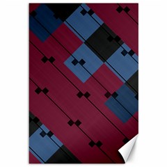 Burgundy Black Blue Abstract Check Pattern Canvas 12  X 18  by SpinnyChairDesigns