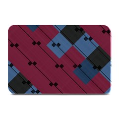 Burgundy Black Blue Abstract Check Pattern Plate Mats by SpinnyChairDesigns