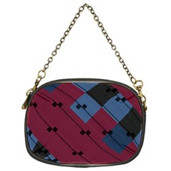 Burgundy Black Blue Abstract Check Pattern Chain Purse (one Side) by SpinnyChairDesigns