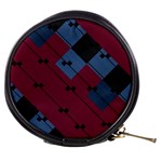 Burgundy Black Blue Abstract Check Pattern Mini Makeup Bag Front