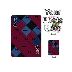 Burgundy Black Blue Abstract Check Pattern Playing Cards 54 Designs (mini) by SpinnyChairDesigns