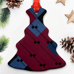 Burgundy Black Blue Abstract Check Pattern Ornament (christmas Tree)  by SpinnyChairDesigns