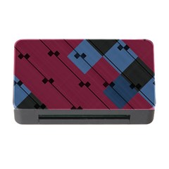 Burgundy Black Blue Abstract Check Pattern Memory Card Reader With Cf by SpinnyChairDesigns