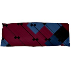 Burgundy Black Blue Abstract Check Pattern Body Pillow Case (dakimakura) by SpinnyChairDesigns