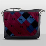 Burgundy Black Blue Abstract Check Pattern Messenger Bag Front