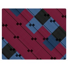 Burgundy Black Blue Abstract Check Pattern Double Sided Flano Blanket (medium)  by SpinnyChairDesigns