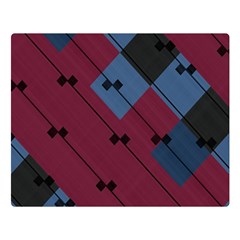 Burgundy Black Blue Abstract Check Pattern Double Sided Flano Blanket (large)  by SpinnyChairDesigns