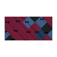 Burgundy Black Blue Abstract Check Pattern Yoga Headband by SpinnyChairDesigns