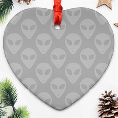 Grey Aliens Ufo Ornament (heart) by SpinnyChairDesigns