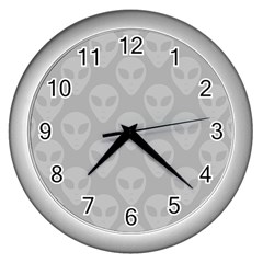 Grey Aliens Ufo Wall Clock (silver) by SpinnyChairDesigns