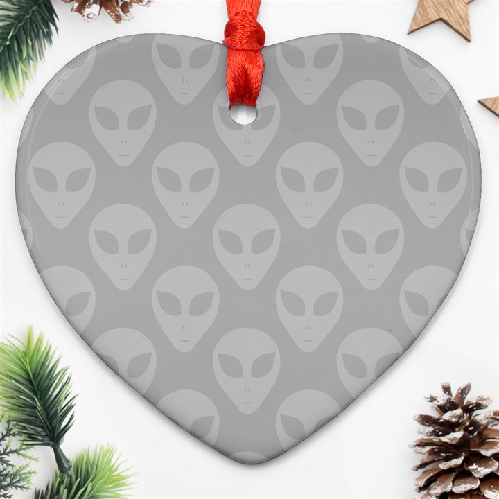 Grey Aliens UFO Heart Ornament (Two Sides)