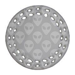 Grey Aliens Ufo Round Filigree Ornament (two Sides) by SpinnyChairDesigns