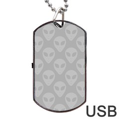 Grey Aliens Ufo Dog Tag Usb Flash (one Side) by SpinnyChairDesigns