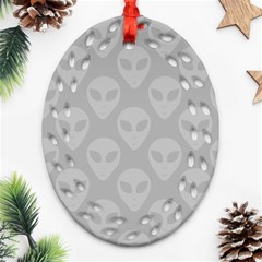 Grey Aliens Ufo Ornament (oval Filigree) by SpinnyChairDesigns