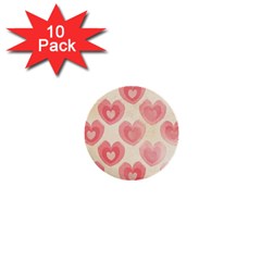 Pink Faded Hearts 1  Mini Buttons (10 Pack)  by SpinnyChairDesigns