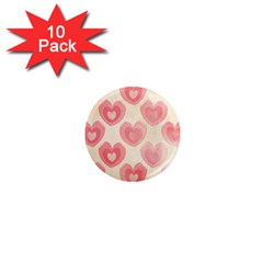 Pink Faded Hearts 1  Mini Magnet (10 Pack)  by SpinnyChairDesigns