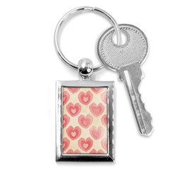 Pink Faded Hearts Key Chain (rectangle) by SpinnyChairDesigns