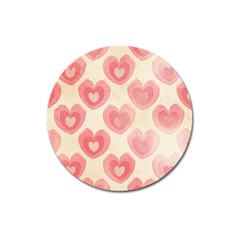 Pink Faded Hearts Magnet 3  (round) by SpinnyChairDesigns