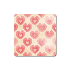 Pink Faded Hearts Square Magnet by SpinnyChairDesigns