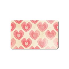 Pink Faded Hearts Magnet (name Card) by SpinnyChairDesigns