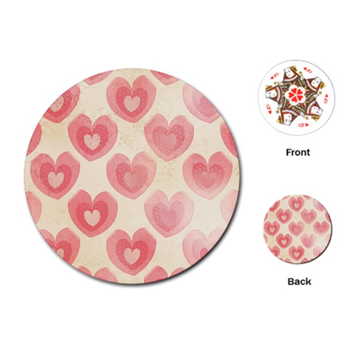 Pink Faded Hearts Playing Cards Single Design (Round)