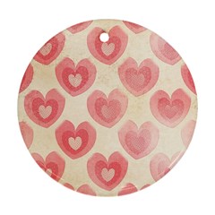 Pink Faded Hearts Round Ornament (two Sides) by SpinnyChairDesigns