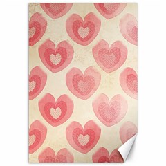 Pink Faded Hearts Canvas 12  X 18  by SpinnyChairDesigns