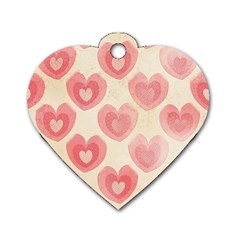 Pink Faded Hearts Dog Tag Heart (one Side) by SpinnyChairDesigns