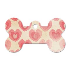 Pink Faded Hearts Dog Tag Bone (one Side) by SpinnyChairDesigns