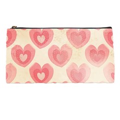 Pink Faded Hearts Pencil Case by SpinnyChairDesigns